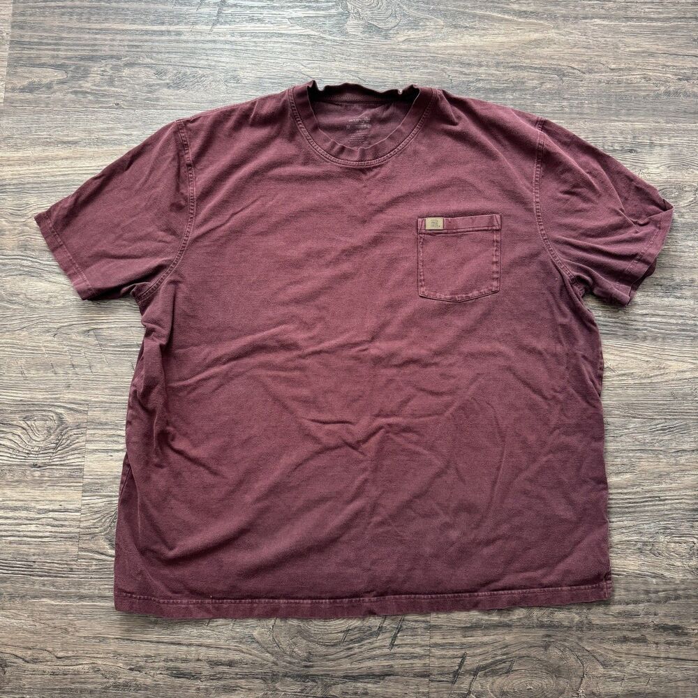 Wrangler Riggs Workwear Mens XXXL Maroon Cotton Pocket T-Shirt Faded Heavyweight